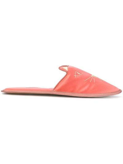 Shop Charlotte Olympia 'kitty' Satin-mules In Pink