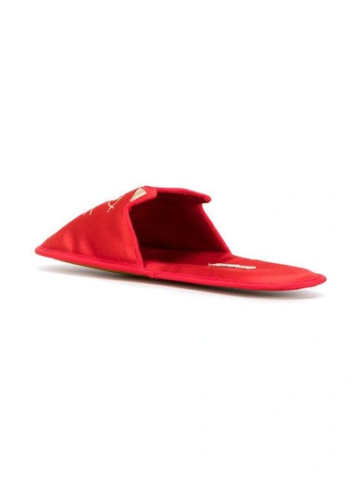 Shop Charlotte Olympia Kitty Slippers In Red