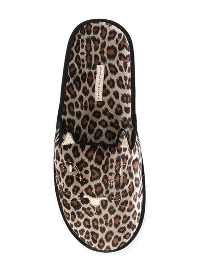 Shop Charlotte Olympia Kitty Slippers In 280 Leopard