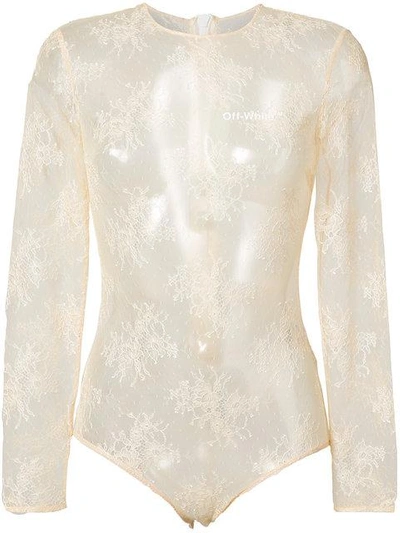 Shop Off-white Lace Body In Neutrals