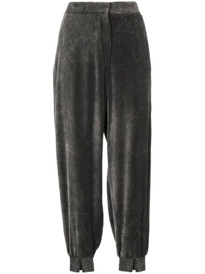 Shop Stella Mccartney Velvet Tailored Joggers In Brown