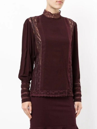 Shop Pierre Balmain Lace Inserts Blouse - Red