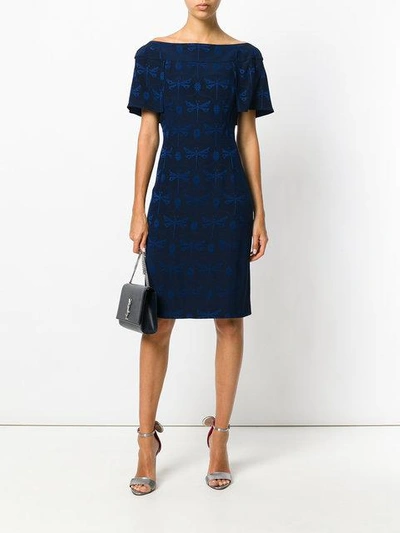 Shop Alberta Ferretti Dragonfly Print Dress - Blue