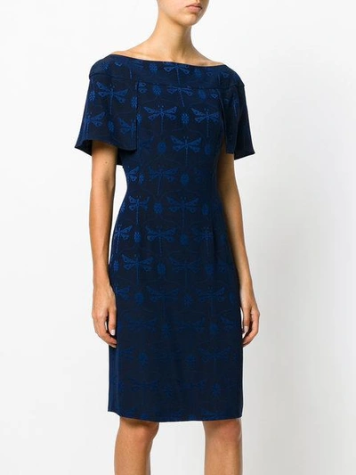 Shop Alberta Ferretti Dragonfly Print Dress - Blue