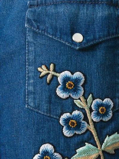 Shop Alexander Mcqueen Embroidered Denim Shirt - Blue