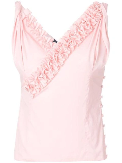 Shop Jacquemus Ruffled V-neck Top In Pink