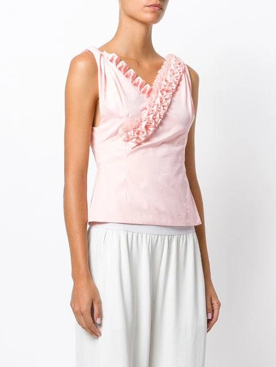 Shop Jacquemus Ruffled V-neck Top In Pink