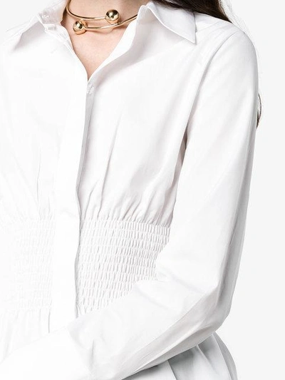 Shop Jour/né Smocked Waist Peplum Shirt  In White