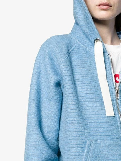 Shop Jour/né Textured Zip-up Hoodie  In Blue