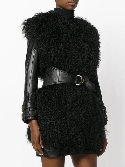 Shop Balmain Fur In Black