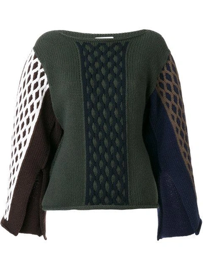 Shop Jw Anderson Multi Cable Knit - Green