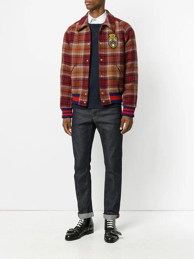 Shop Gucci Checked Bomber Jacket