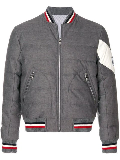 Shop Moncler Padded Bomber Jacket - Grey