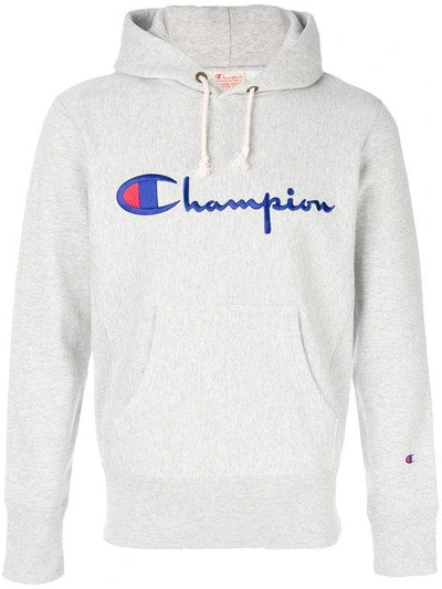Champion Reverse Weave Hoodie With Large Logo In Gray - Gray In Grey ...