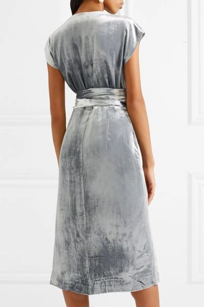 Shop Jcrew Frida Velvet Wrap Dress In Silver