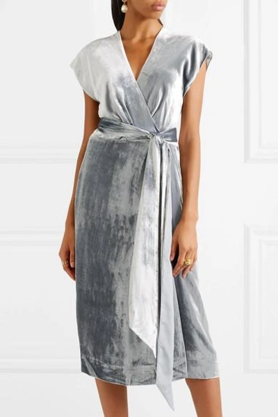 Shop Jcrew Frida Velvet Wrap Dress In Silver