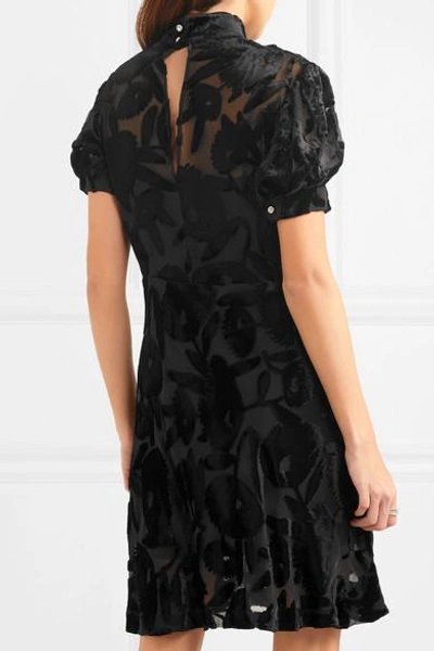 Shop Mcq By Alexander Mcqueen Crystal-embellished Devoré-velvet Dress In Black