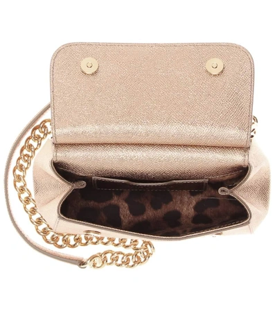 Shop Dolce & Gabbana Sicily Mini Leather Shoulder Bag In Gold