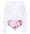 Johanna Ortiz Alida Cotton-blend Poplin And Floral-print Jersey Bodysuit