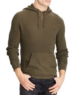 Polo Ralph Lauren Waffle-knit Hooded Sweatshirt In Company Olive | ModeSens