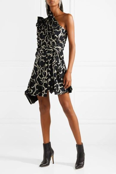 Shop Isabel Marant Clary One-shoulder Metallic Devoré-chiffon Mini Dress