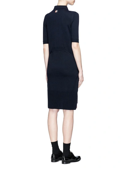 Shop Thom Browne Mock Sleeve Waist Knit Polo Dress