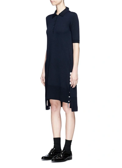 Shop Thom Browne Mock Sleeve Waist Knit Polo Dress