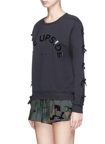 Shop The Upside Bow Split Sleeve Logo Print Sweatshirt
