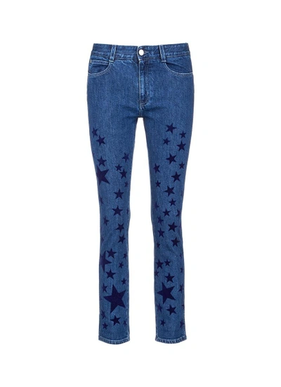 Shop Stella Mccartney Star Velvet Flock Skinny Jeans