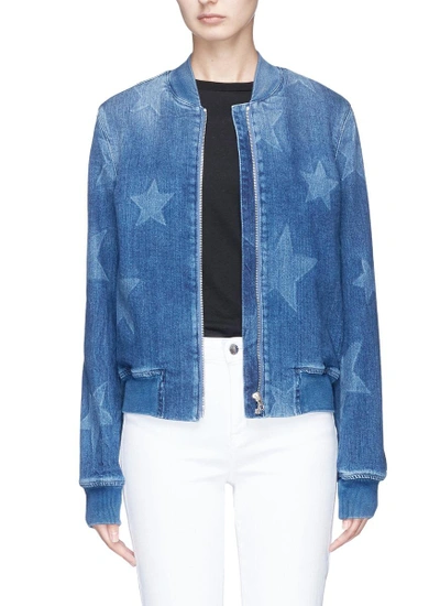 Shop Stella Mccartney Star Fade Motif Denim Bomber Jacket