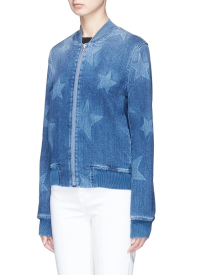 Shop Stella Mccartney Star Fade Motif Denim Bomber Jacket