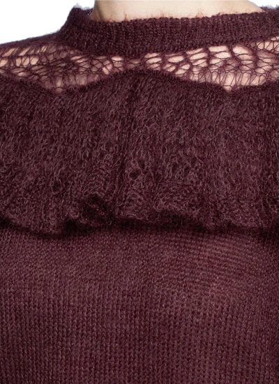 Shop Stella Mccartney Crochet Ruffle Trim Brushed Mohair Blend Sweater
