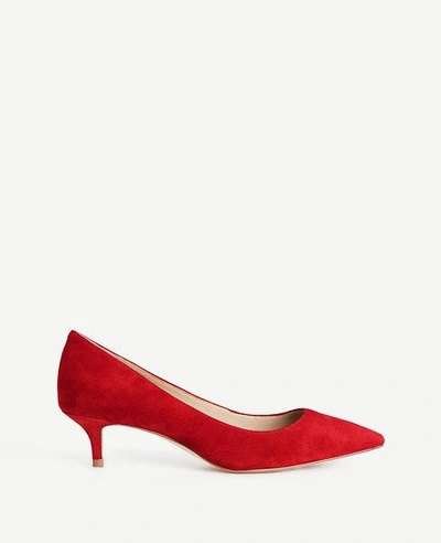 Shop Ann Taylor Reese Suede Pumps In Deep Mahogany