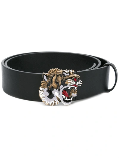 Gucci 40mm Enameled Tiger Leather Belt In Black | ModeSens