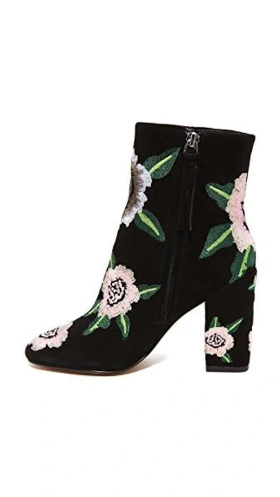 Shop Rebecca Minkoff Bryce Embroidered Booties In Black/floral