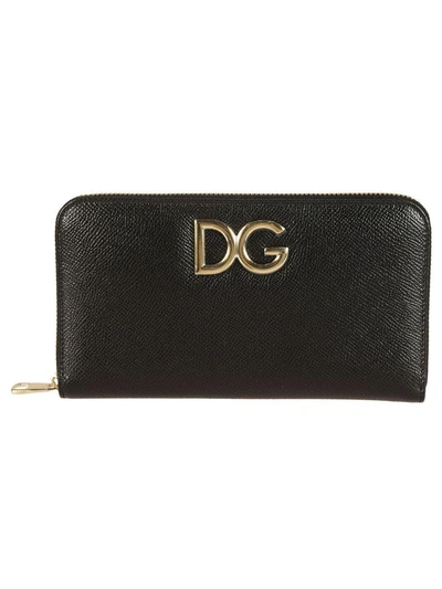 Shop Dolce & Gabbana Logo Zip Around Wallet In Black