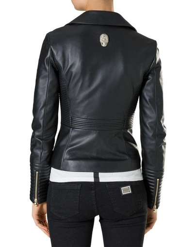 Shop Philipp Plein Leather Biker "wall Street"