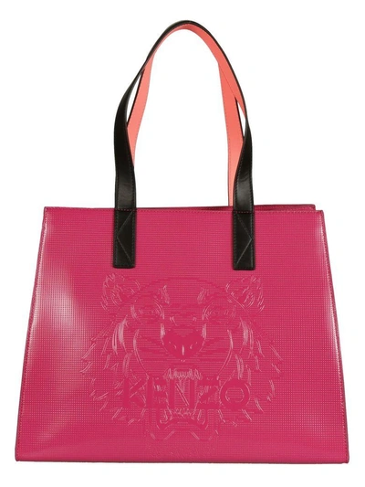 Shop Kenzo Textured Shopper Bag In Deep Fuchsia