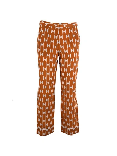 Shop Tory Burch Printed Cropped Trousers In Yellow & Orange