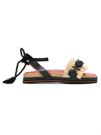 Shop Sarah Chofakian Leather Flat Sandals - Black