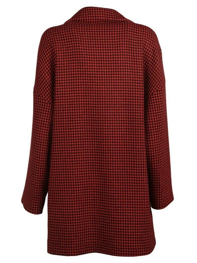 Shop Red Valentino Houndstooth Coat In Red-black