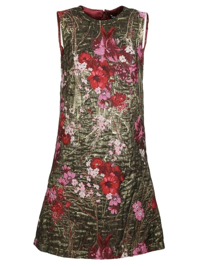 Shop Dolce & Gabbana Floral Brocade Mini Dress In Multicolored