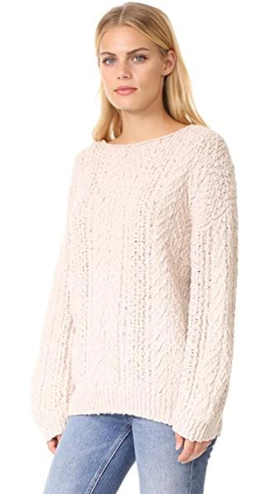 Shop Vince Cable Knit Sweater In Winter White