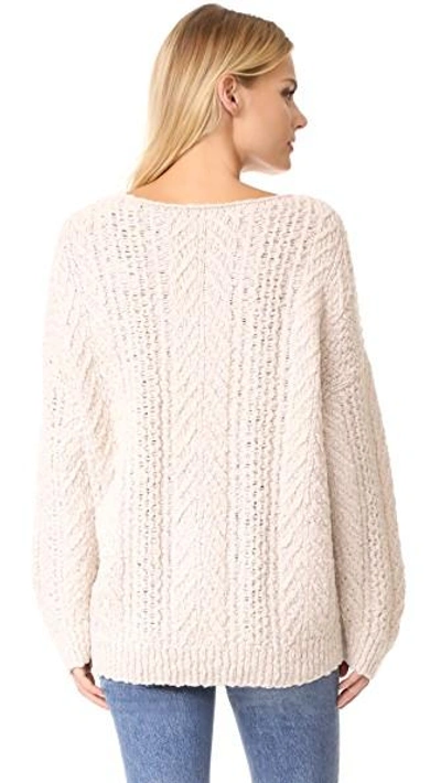 Shop Vince Cable Knit Sweater In Winter White