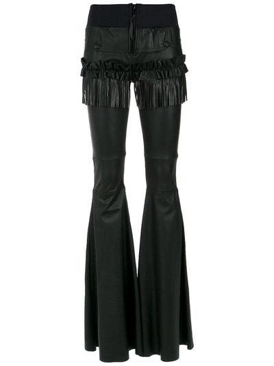 Shop Andrea Bogosian Leather Flared Trousers In Black