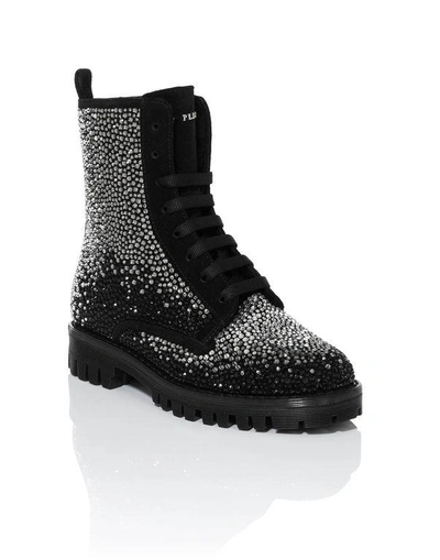 Shop Philipp Plein Boots Low Flat "shine To Shine" In Black/nickel