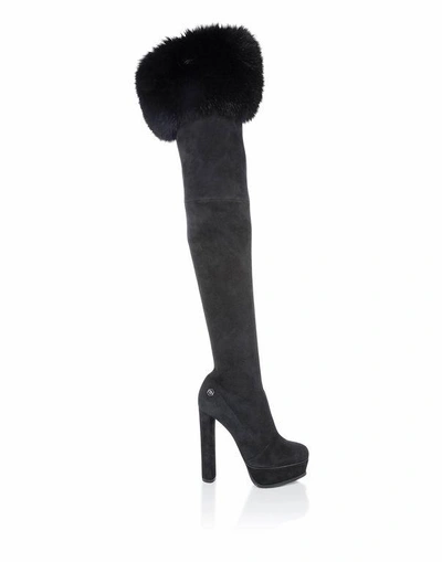 Shop Philipp Plein Boots Hi-heels Overknees "jennifer Anna"