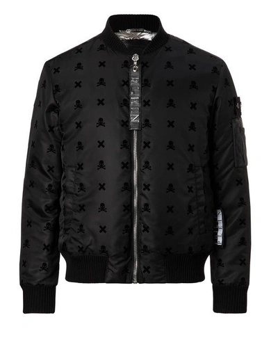 Shop Philipp Plein Nylon Jacket "top" In Black