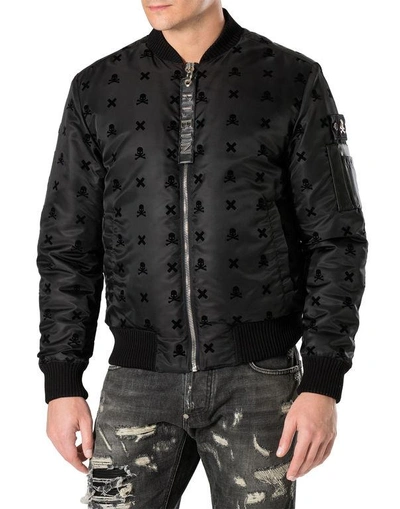 Shop Philipp Plein Nylon Jacket "top" In Black