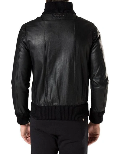 Shop Philipp Plein Leather Jacket "sheldon"